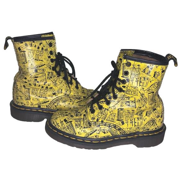 DOC DR. MARTENS YELLOW LONDON ICONS BOOTS SIZE 3 US 5 EU 36 RARE VINTAGE 1996 - Picture 1 of 12